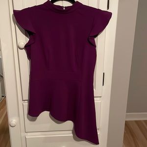 7th Avenue Purple Ruffle Womens Top